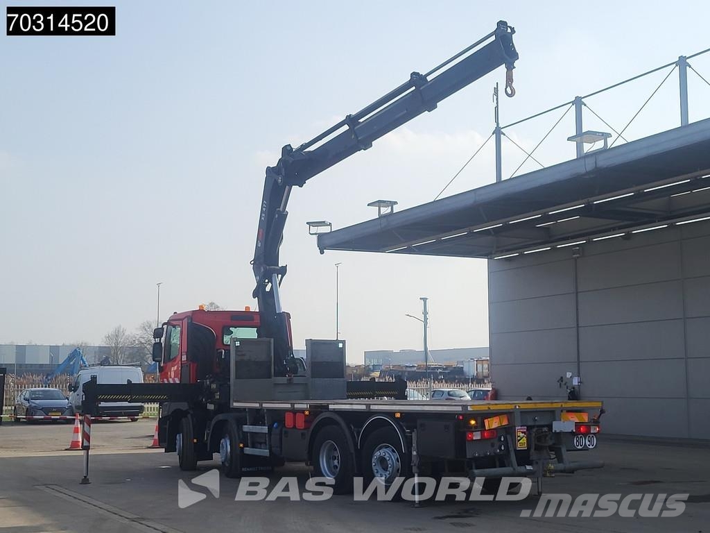 Renault C 460 8X2 HIAB 477EP-2 HIPRO Crane Kran Lift+steer 平板式/側卸式卡車