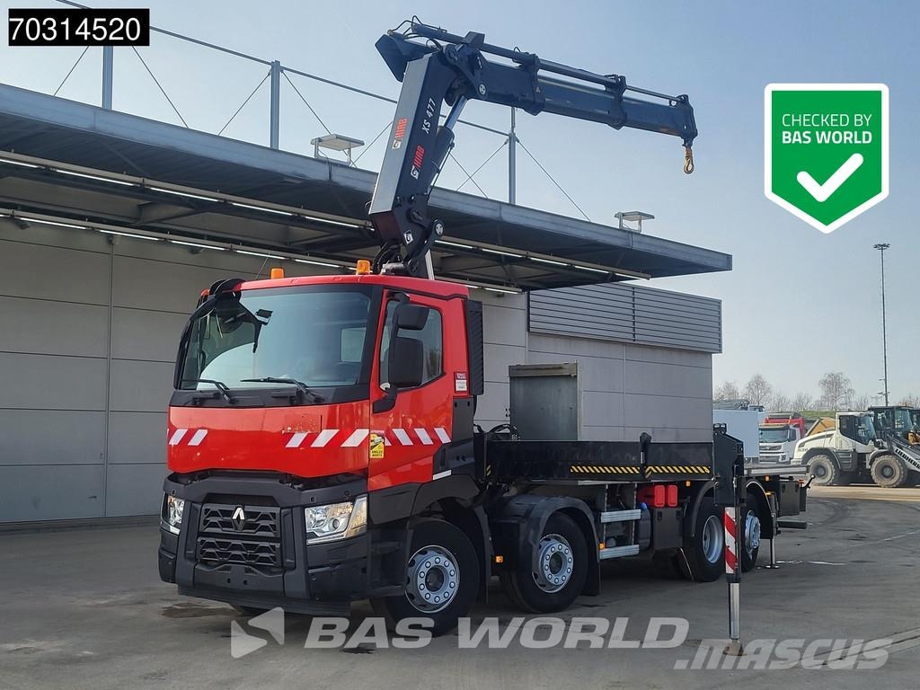 Renault C 460 8X2 HIAB 477EP-2 HIPRO Crane Kran Lift+steer Tovornjaki s kesonom/platojem