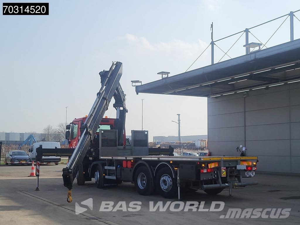 Renault C 460 8X2 HIAB 477EP-2 HIPRO Crane Kran Lift+steer 平板式/側卸式卡車