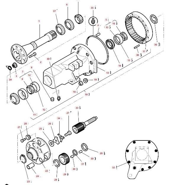 Complete reduction gear 4309154M95 4301238M2 M 050 轴