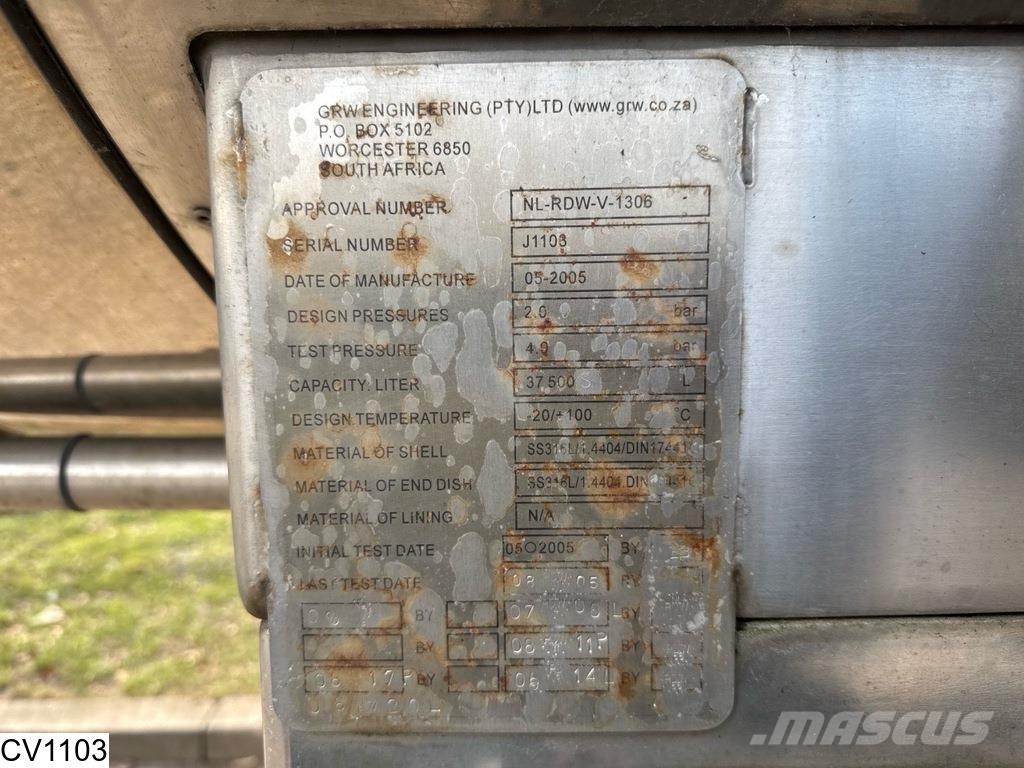  GRW Chemie 37.500 Liter, 1 Comp, Lift axle Semi Reboques Cisterna