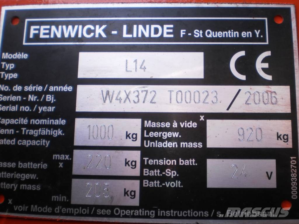 Linde L14 /372/ SHORT LEGS V-1052 OB Χειροκίνητα παλετοφόρα