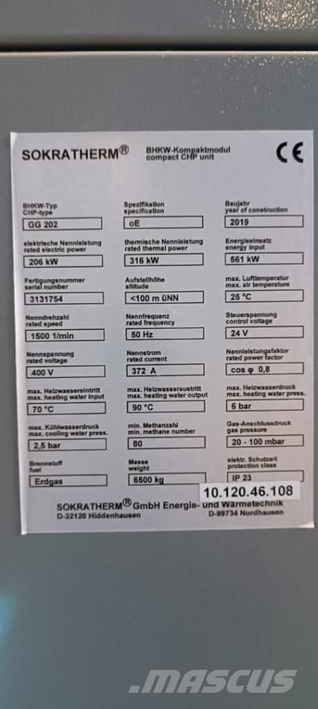  Sokratherm GG202 oE - MAN E3262 E302 Dujų generatoriai
