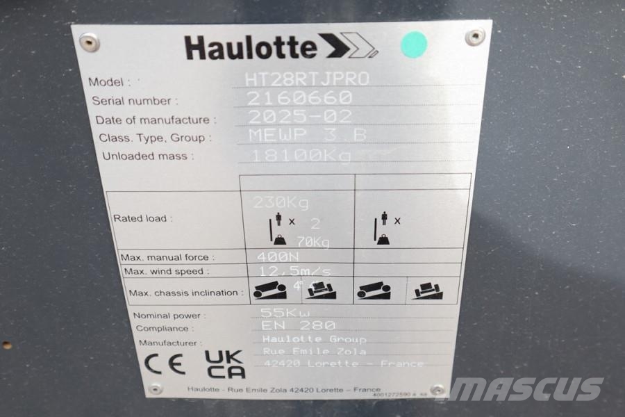 Haulotte HT28RTJ Pro 4x4x4 Drive, 28 m Working Height, 24m Telescopic boom lifts