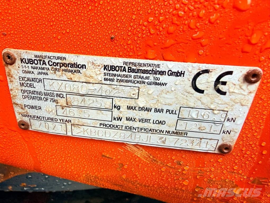 Kubota KX 080-4 Midi bagri 7t – 12t