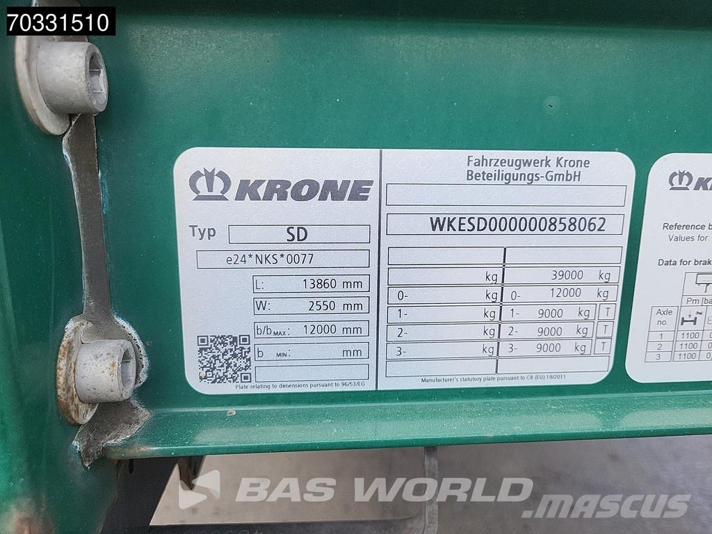 Krone SD Tailgate Lift Axle Palletbox Semirremolques de caja de lona