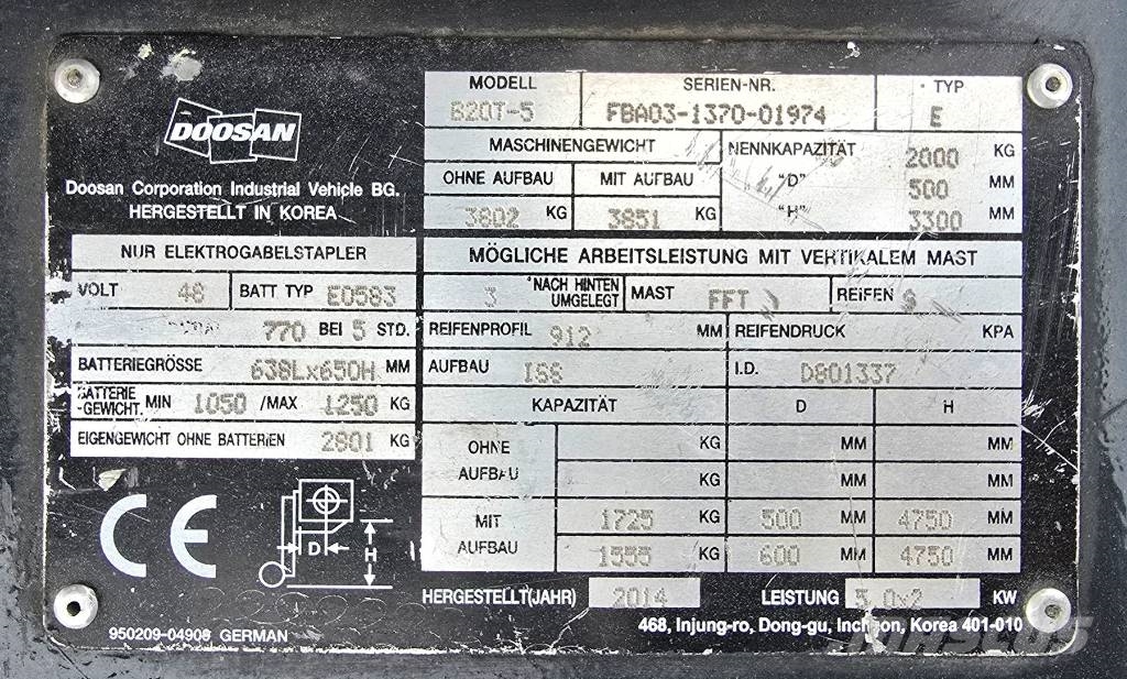 Doosan B 20 T-5 FFT Sähkötrukit