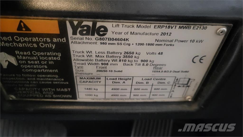 Yale ERP18VT MVB E2130  2012 El gaffeltrucks