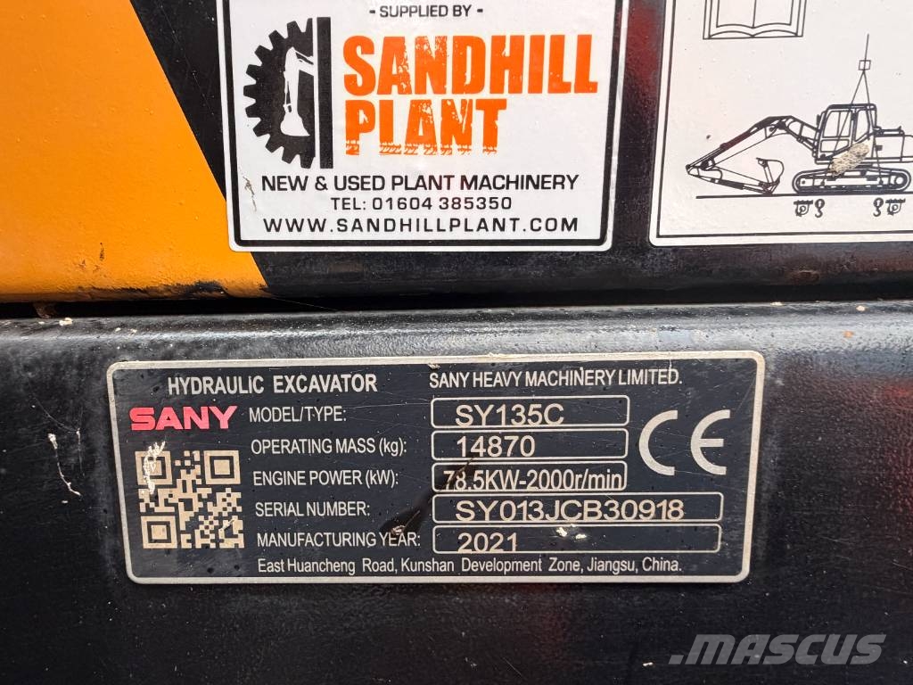 Sany SY 135 C 13 Ton Crawler Excavator Excavadoras de cadenas