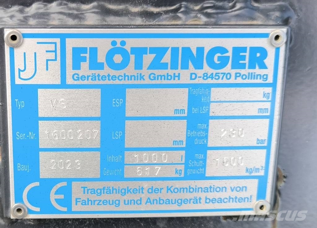 Flotzinger 1m3 bucket with Grapple Baldes