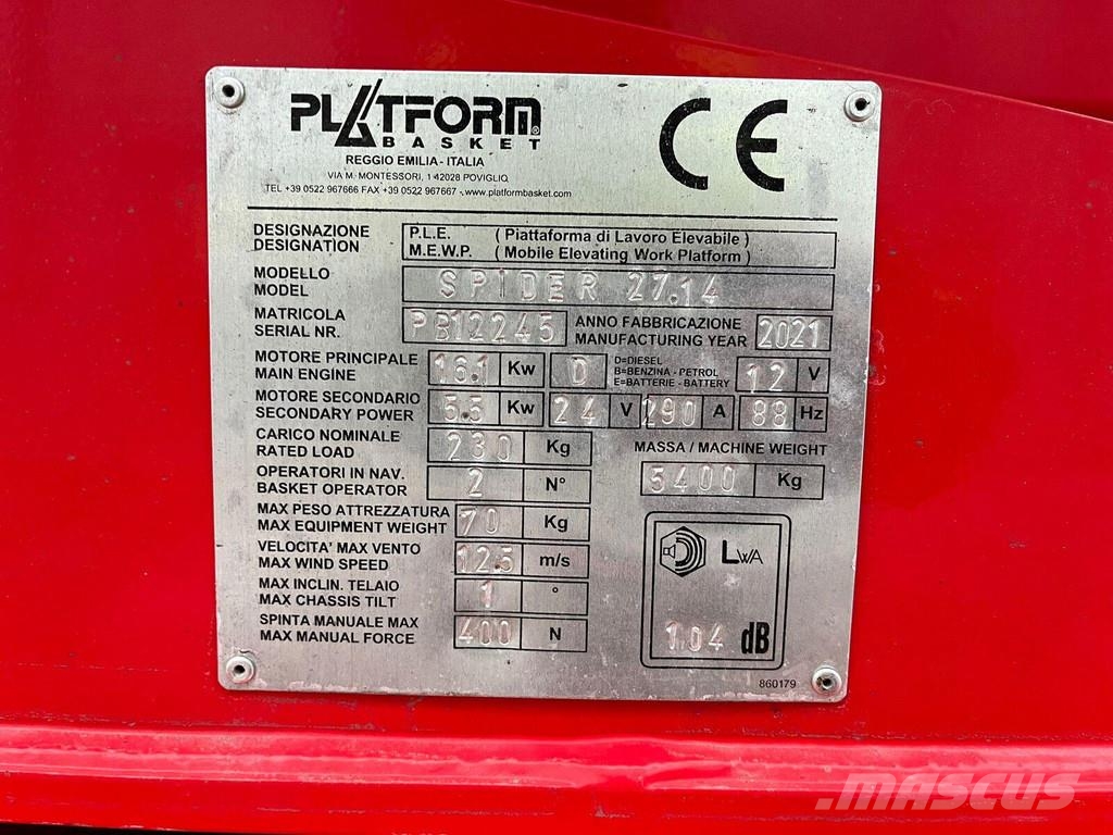 Platform Basket Spider 27.14 Bomlifte med knækarm