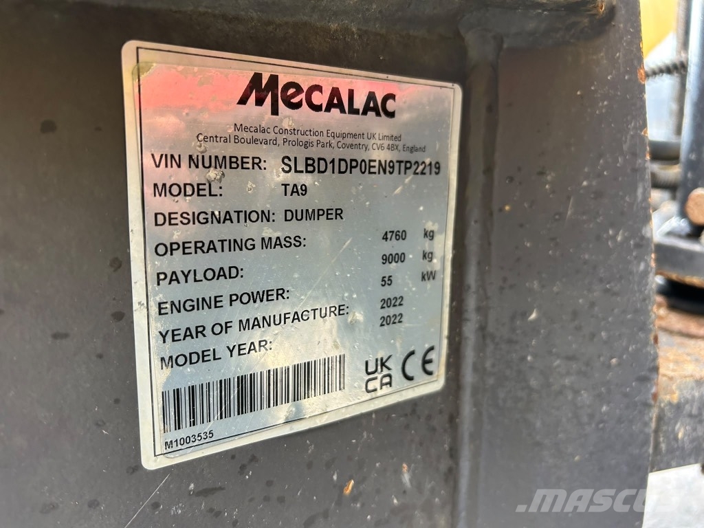 Mecalac TA9 9 Ton Dumper عربات نقل قلابة للمواقع
