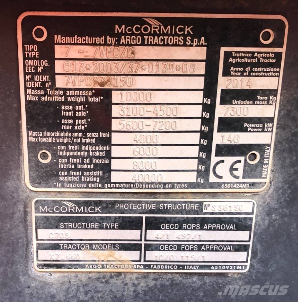 McCormick X 7.660 Tracteur