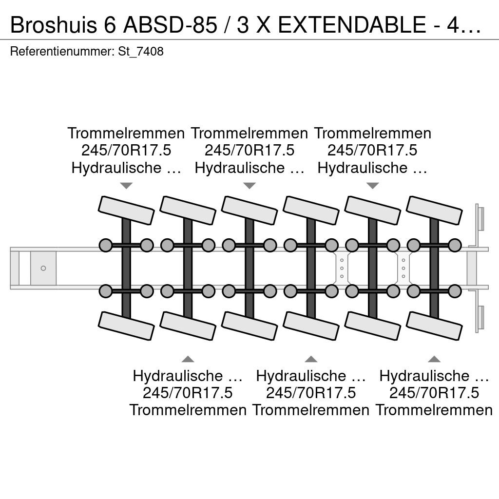 Broshuis 6 ABSD-85 / 3 X EXTENDABLE - 46 MTR نصف مقطورة مسطحة منخفضة