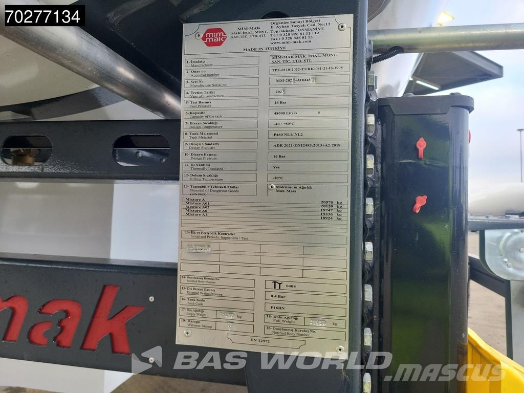 Mim-Mak LPG TRANSPORT TANK 3 axles NEW 48m3 Liftac Autocisternas