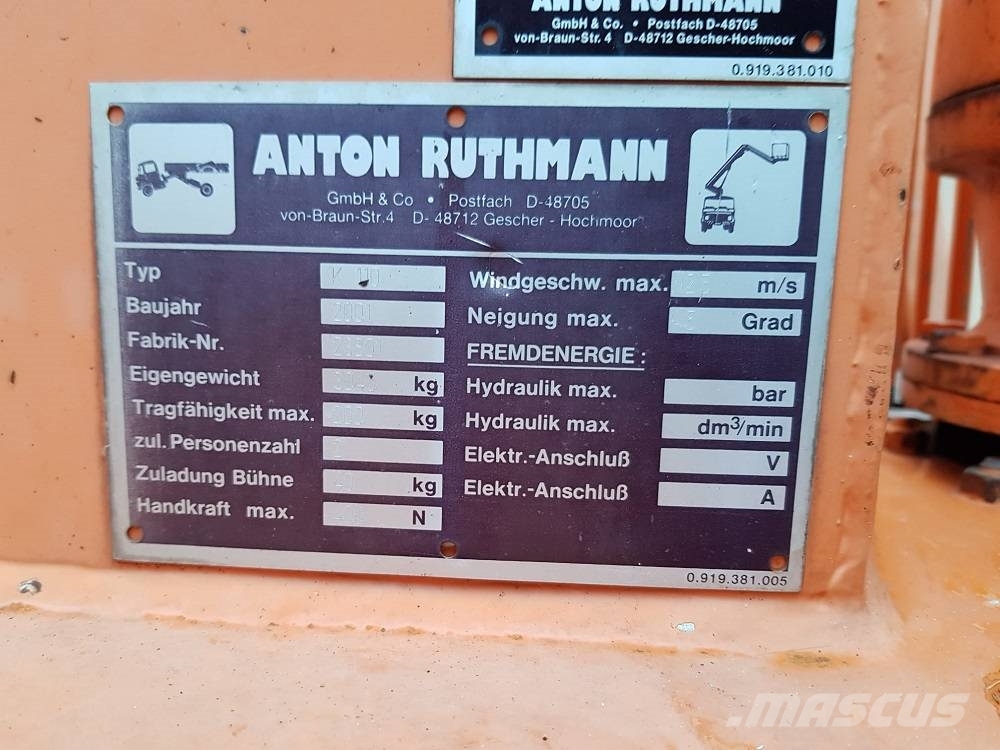 LT 35 Hubarbeitsbühne Ruthmann K 110 المنصات الهوائية المثبتة على شاحنة