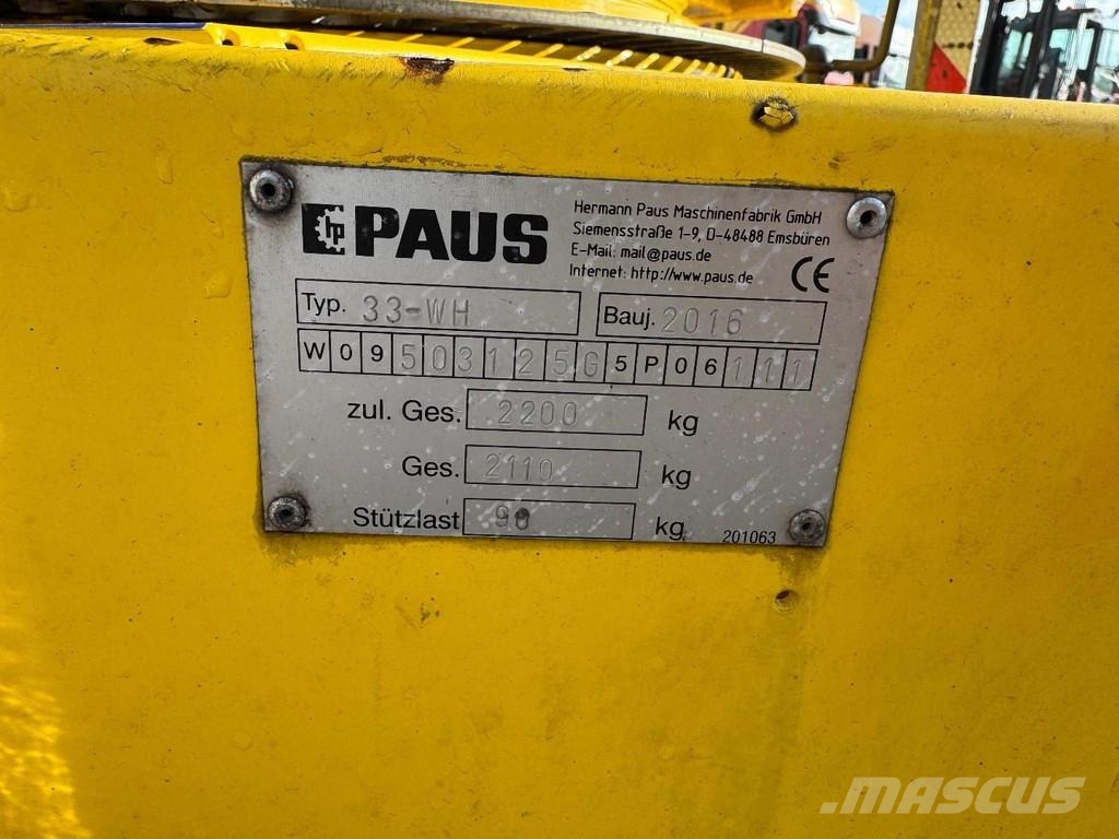 Paus ASA 33 WH - LIFT 33 METER - TÜV UNTILL 07/2027 المنصات الهوائية المثبتة على مقطورة