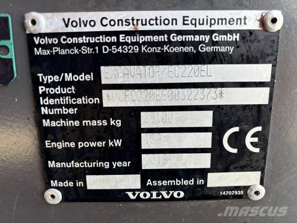 Volvo EC 220 EL 3D / TILTROTATOR / CENTRAL LUBRICATION / حفارات زحافة