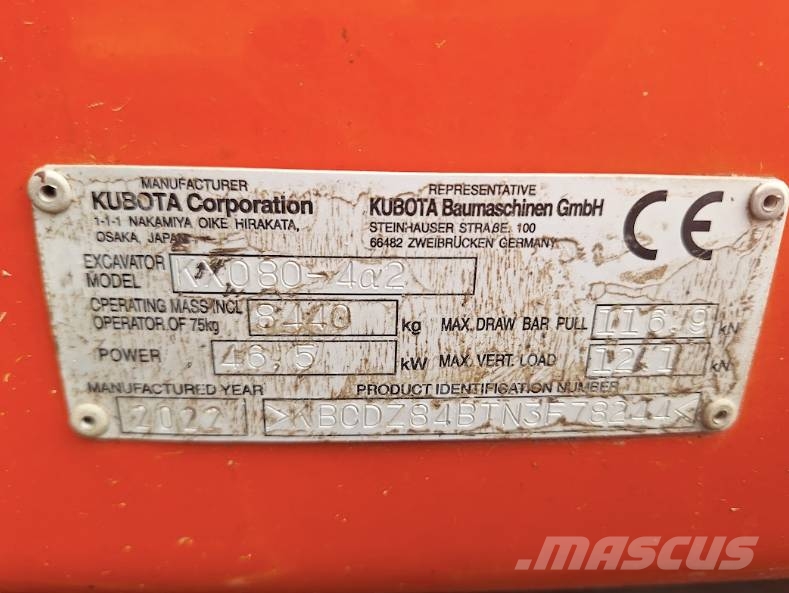 Kubota KX 080-4 حفارات وسط 7 طن - 12 طن