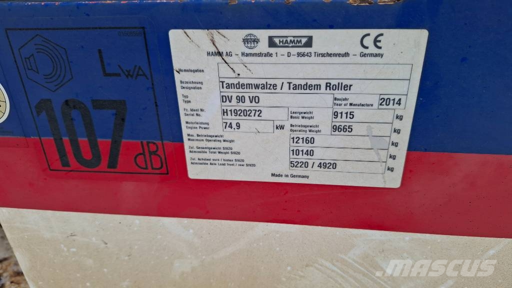 Hamm DV 90 VO Rolos compactadores de tambor duplo