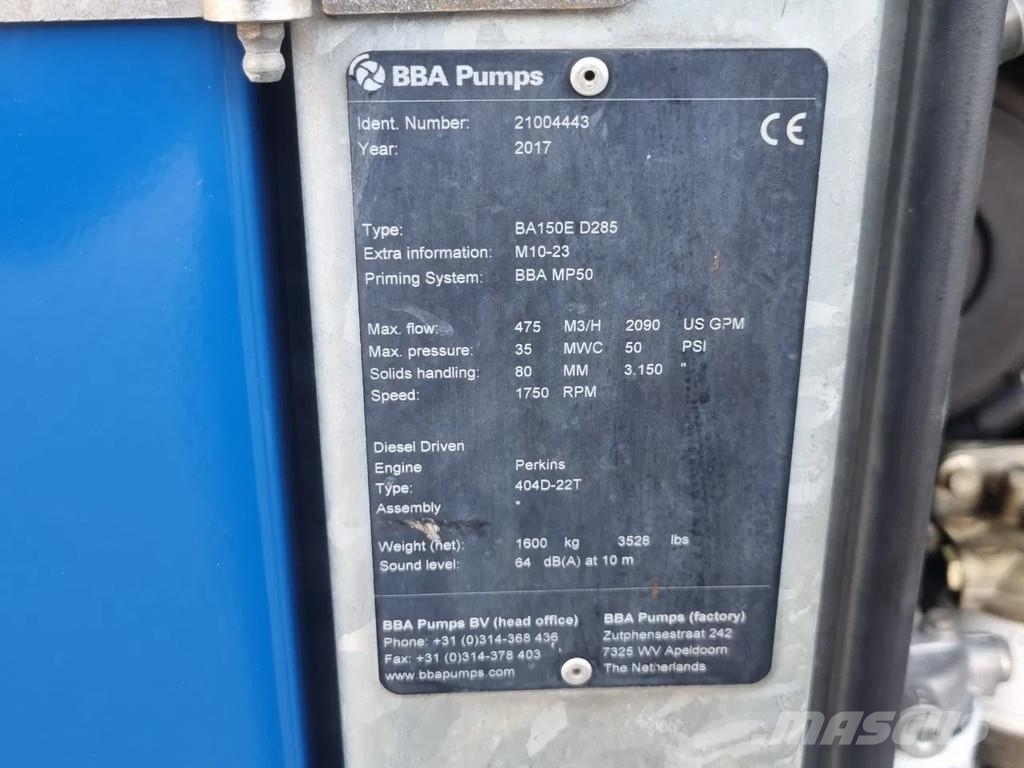 BBA BA150E D285 with Perkins 404-22T Wasserpumpen