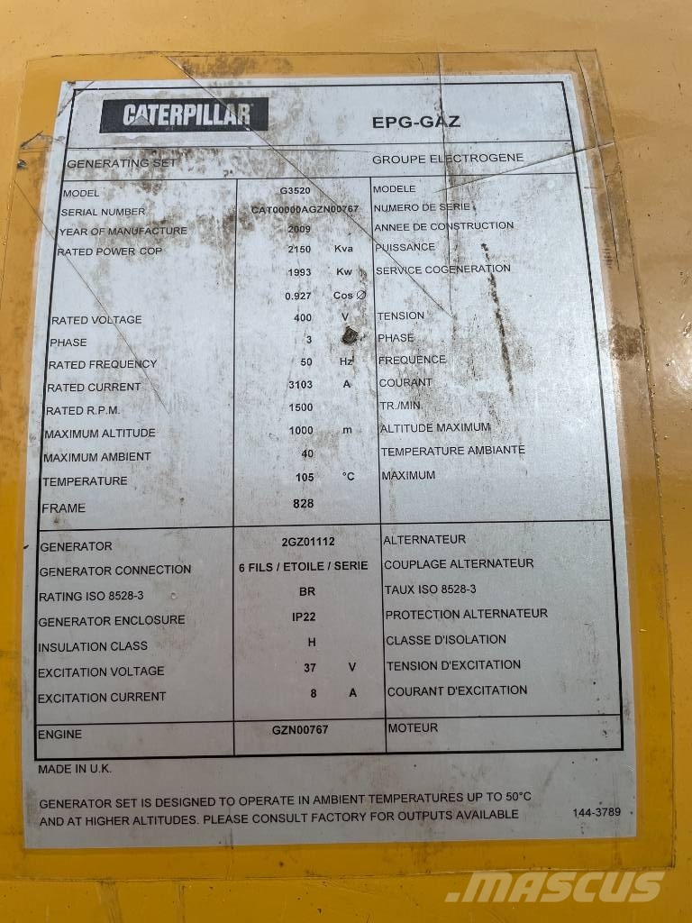 CAT G3520 - 2150 kVA Used Gas Generator - DPX-12669 Gas Generatoren