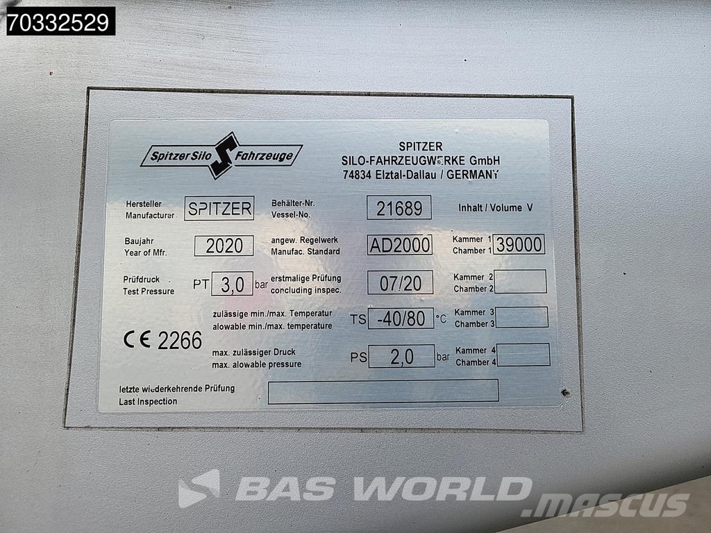 Spitzer SFS 2x Liftachse 39m3 Cement Ημιρυμούλκες βυτίων