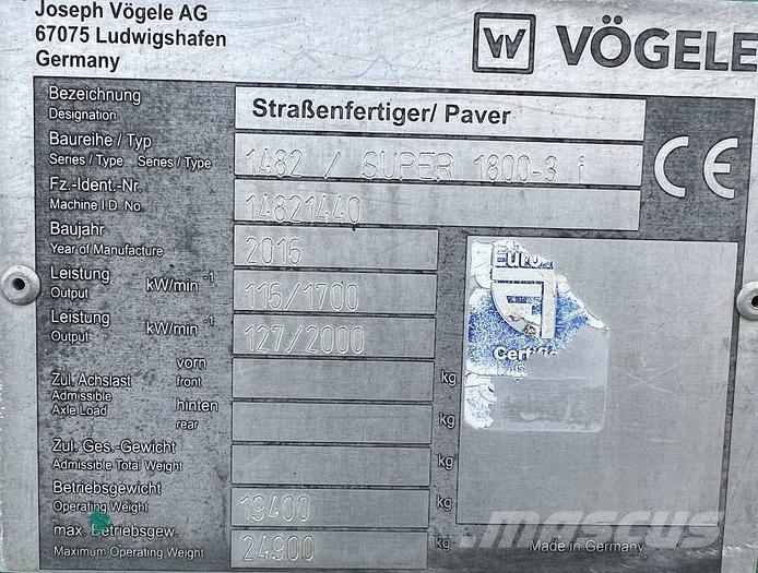 Vögele Super 1800-3i Asphalt pavers