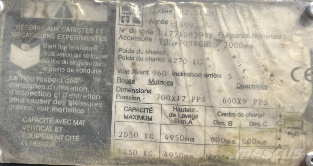 Hyster H 2.50 XM V-4132 IO Gázüzemű targoncák
