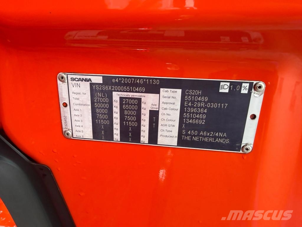 Scania S450 6x2/4 Retarder 2 Tank P-Airco Alcoa Apk *TOP* Naudoti vilkikai
