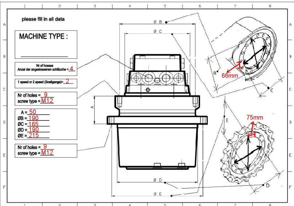 Komatsu 21U-60-36111 21U-60-36210 travel motor PC27MR-2 Transmisiones