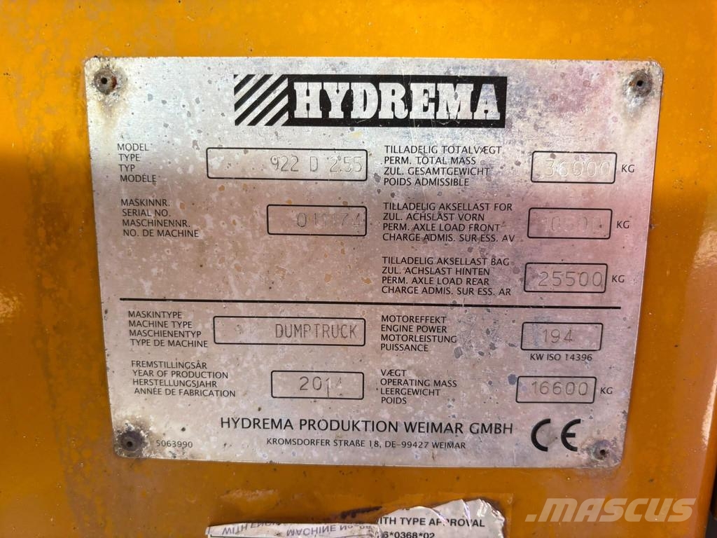 Hydrema 922 D 6x6 Midjestyrd dumper