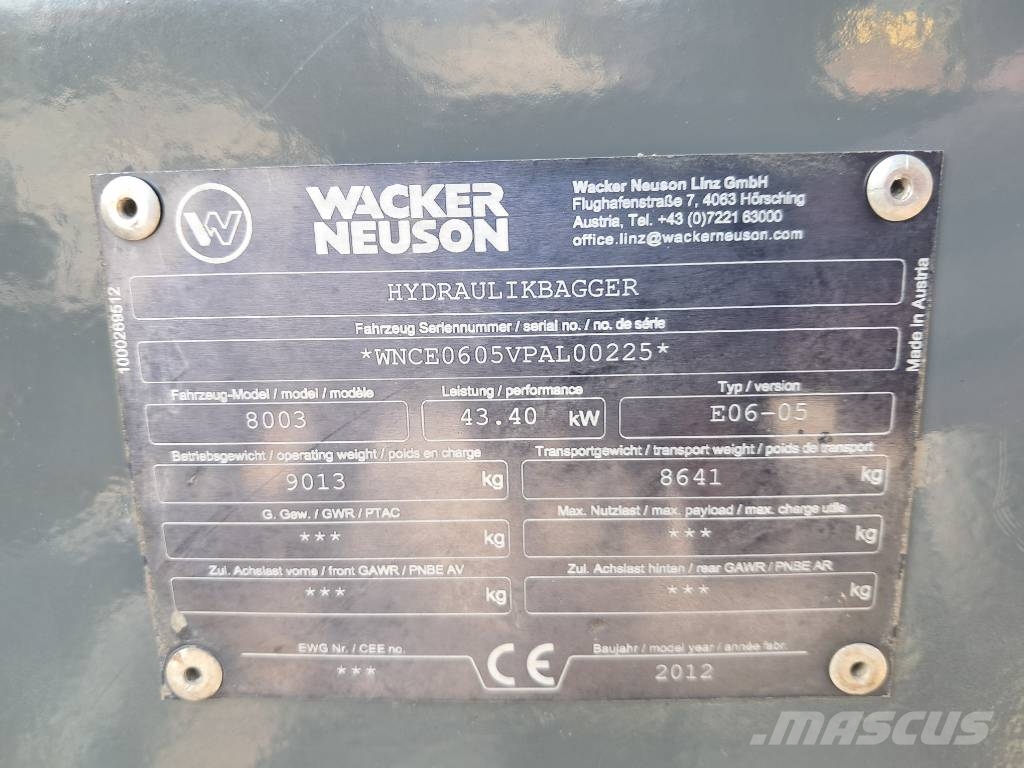 Wacker Neuson 8003 9503 6503 TEREX CAT Pásová rýpadla