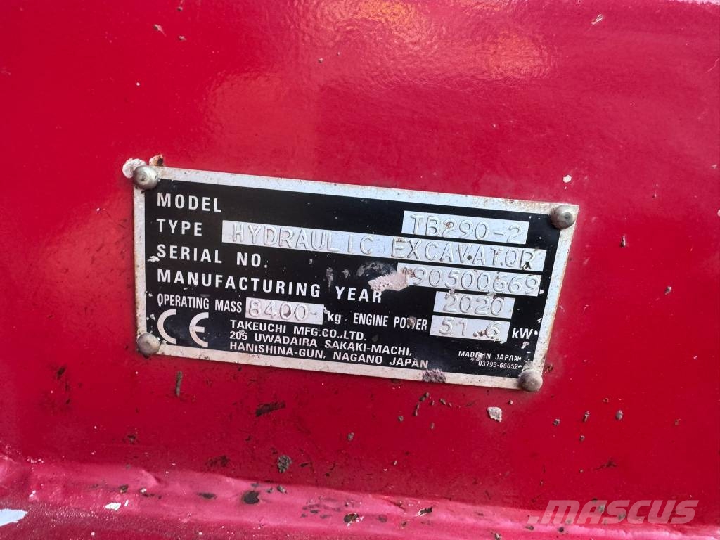 Takeuchi TB290-2 حفارات صغيرة أقل من 7 طن (حفارات صغيرة)