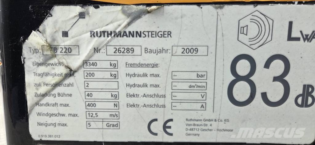 Ruthmann TB 220 Pacēlāji uz automašīnas bāzes