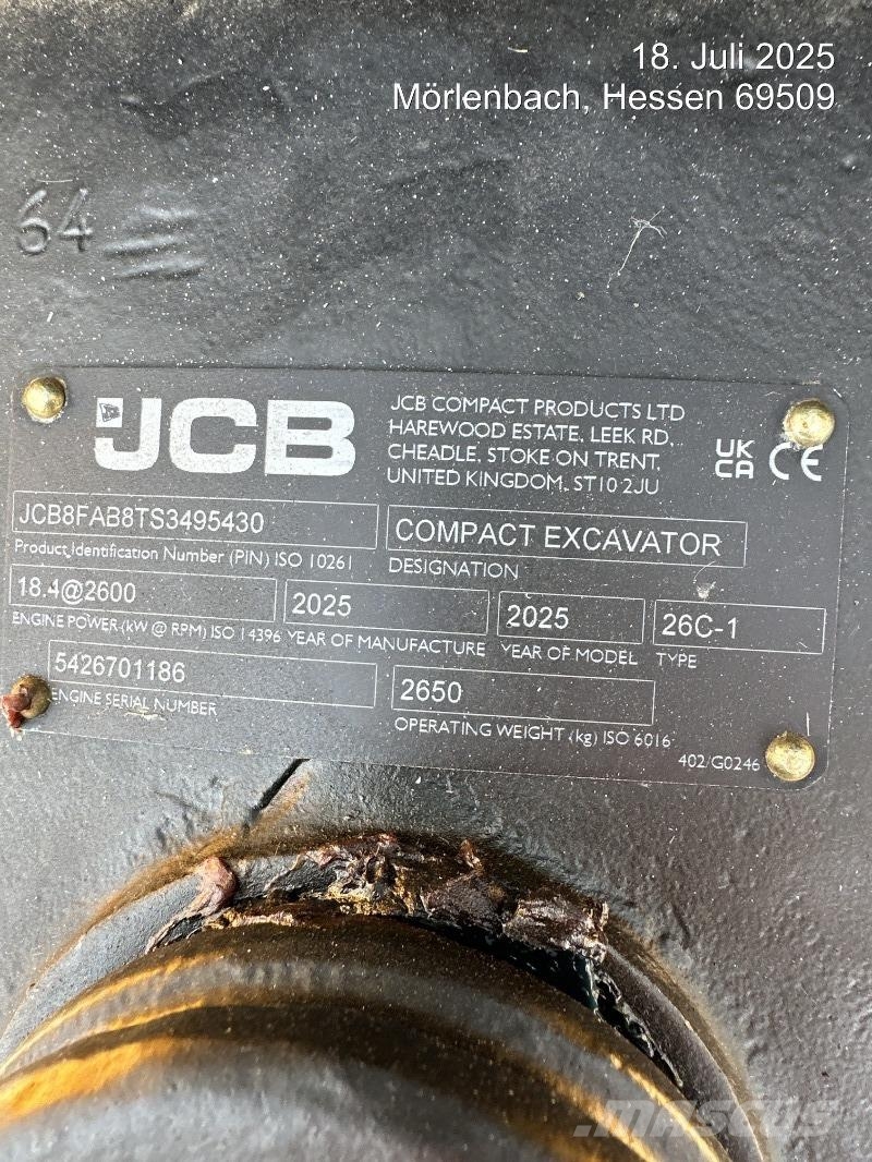JCB 26C-1 Minigraafmachines < 7t