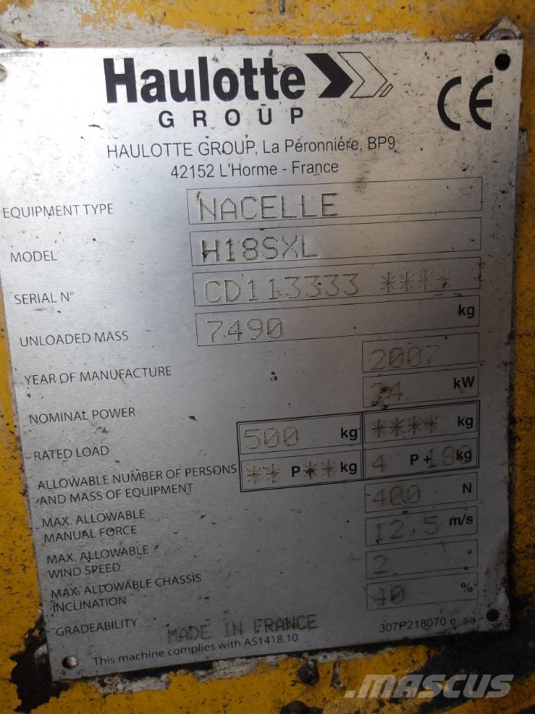 Haulotte H 18 SXL رافعات مقصية الشكل