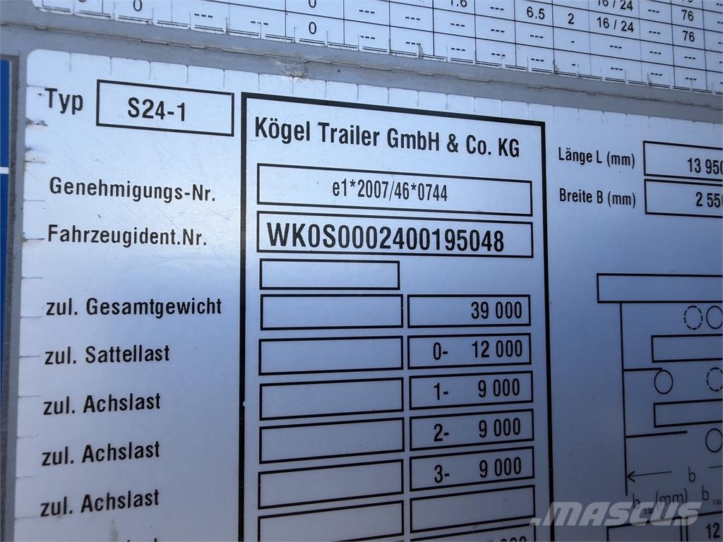 Kögel SN 24 VIN 048 Tentinės puspriekabės