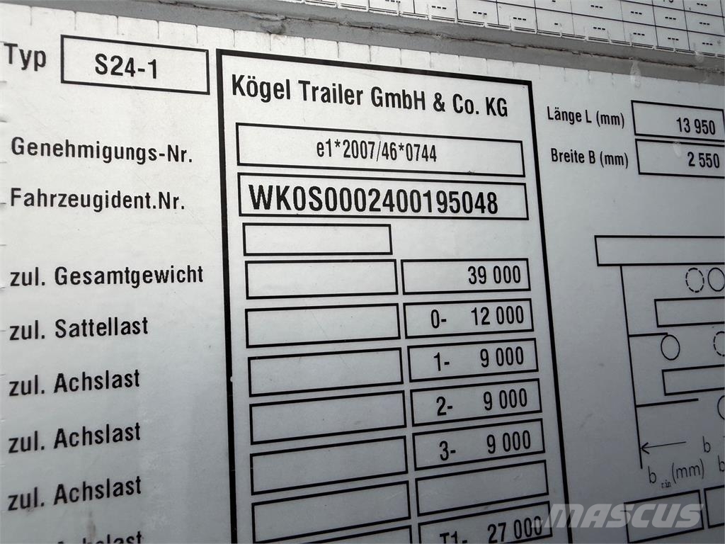 Kögel SN24 LOWDECK Trojstranka VIN 048 Ημιρυμούλκες Κουρτίνα