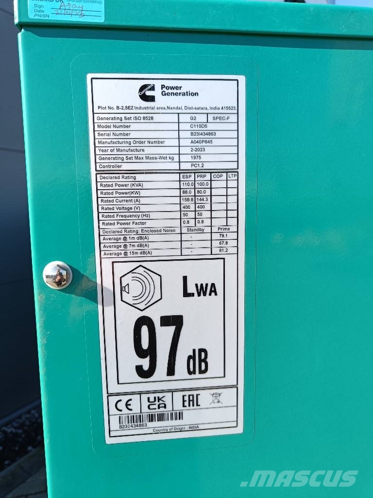 Cummins C110D5 ディーゼル発電機