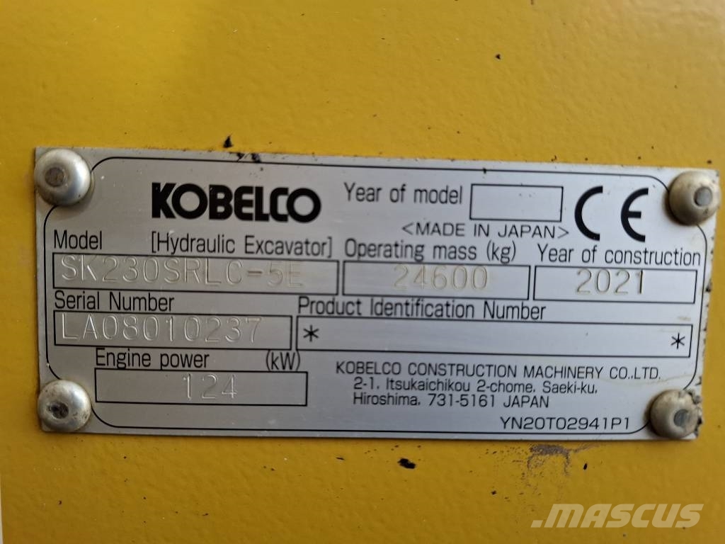 Kobelco SK 230 SRLC / Liitin S70, Rasvari, StageV, Kauha! Roomikekskavaatorid