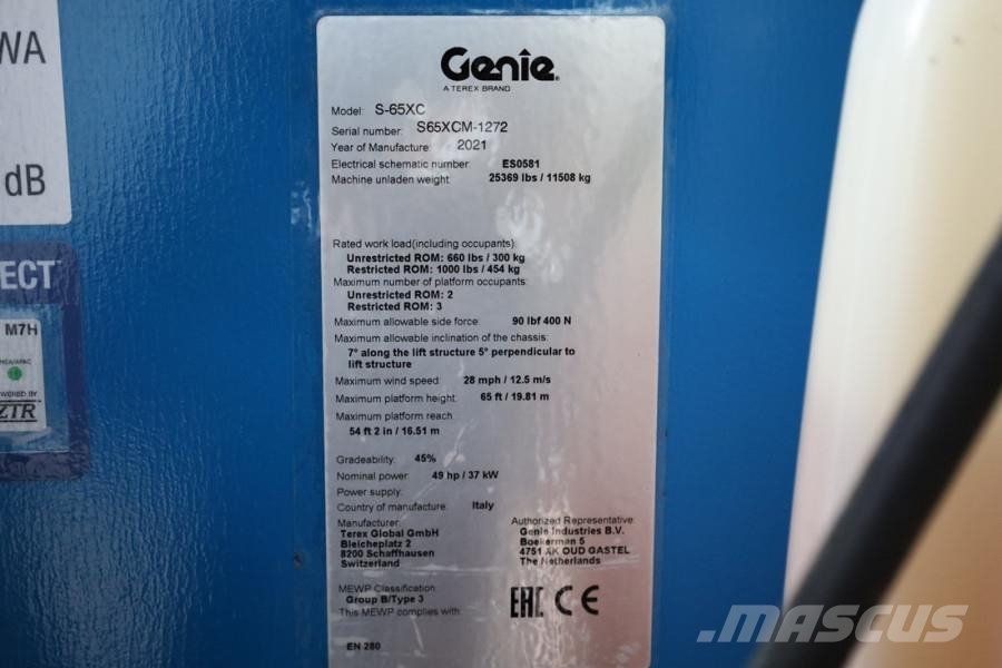 Genie S65XC Diesel, 4x4 Drive, 21.8m Working Height, 16. Nacelles télescopiques