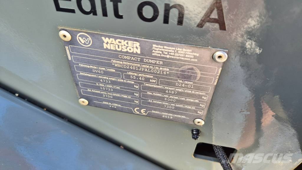 Wacker Neuson DV60 - 2019 YEAR - 3405 HOURS - AC Site dumpers