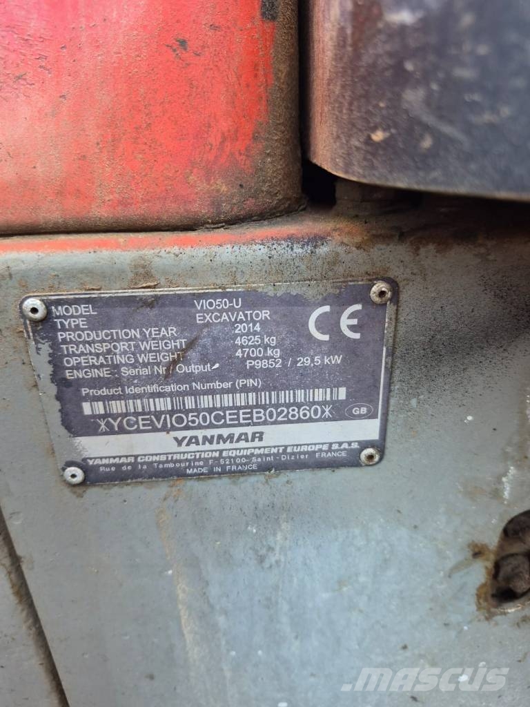 Yanmar Vio 50 U حفارات صغيرة أقل من 7 طن (حفارات صغيرة)