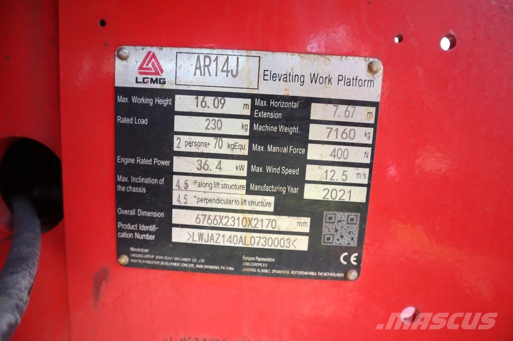 LGMG AR14J | 16 METER | 230 KG Gelenkteleskoparbeitsbühnen