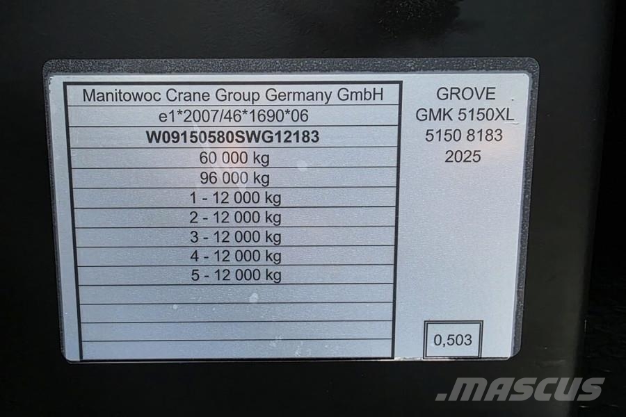 Grove GMK5150XL Available For Rent, Dutch Registration, Terepdaruk