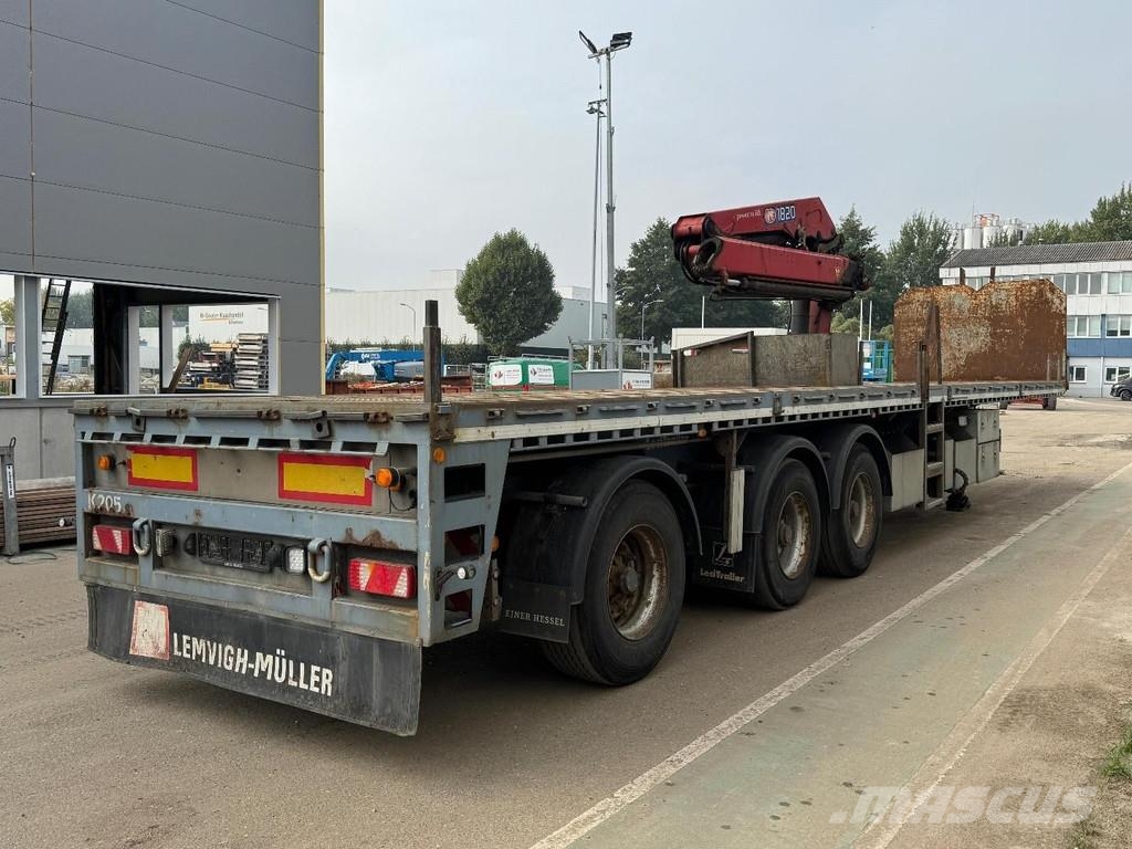 Lecitrailer p3 - 3 AXLE BPW LAST AXLE STEERING + HMF 1820K3 + Semirimorchio a pianale