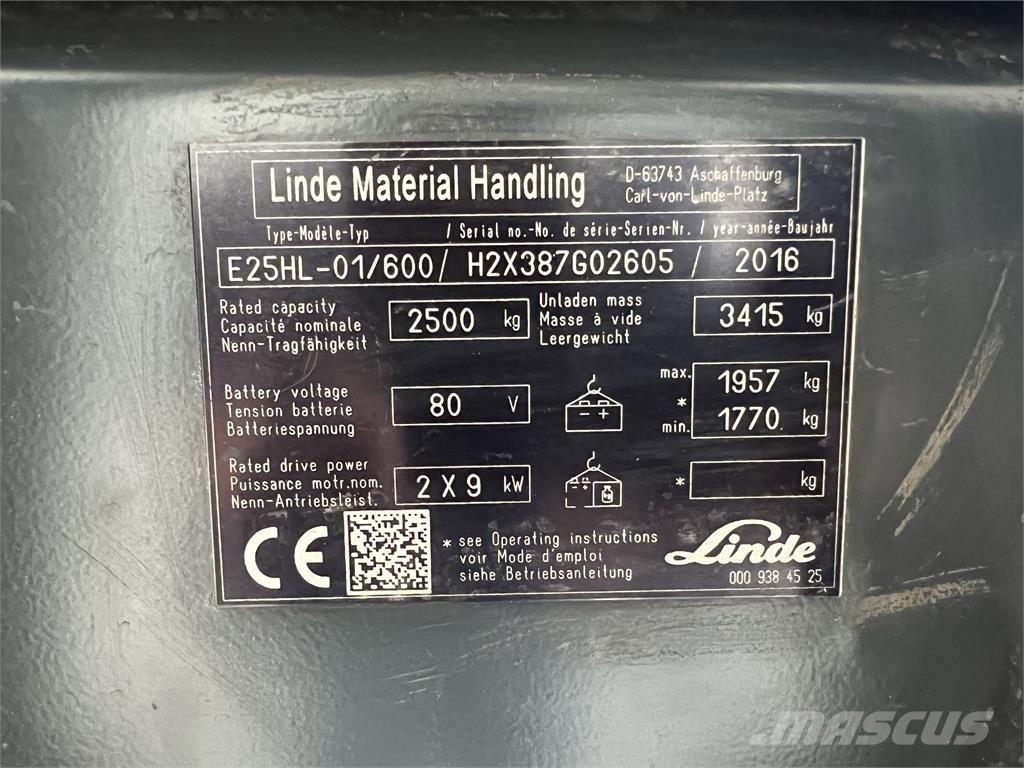 Linde E 25HL-01 / 600 Elektrische heftrucks