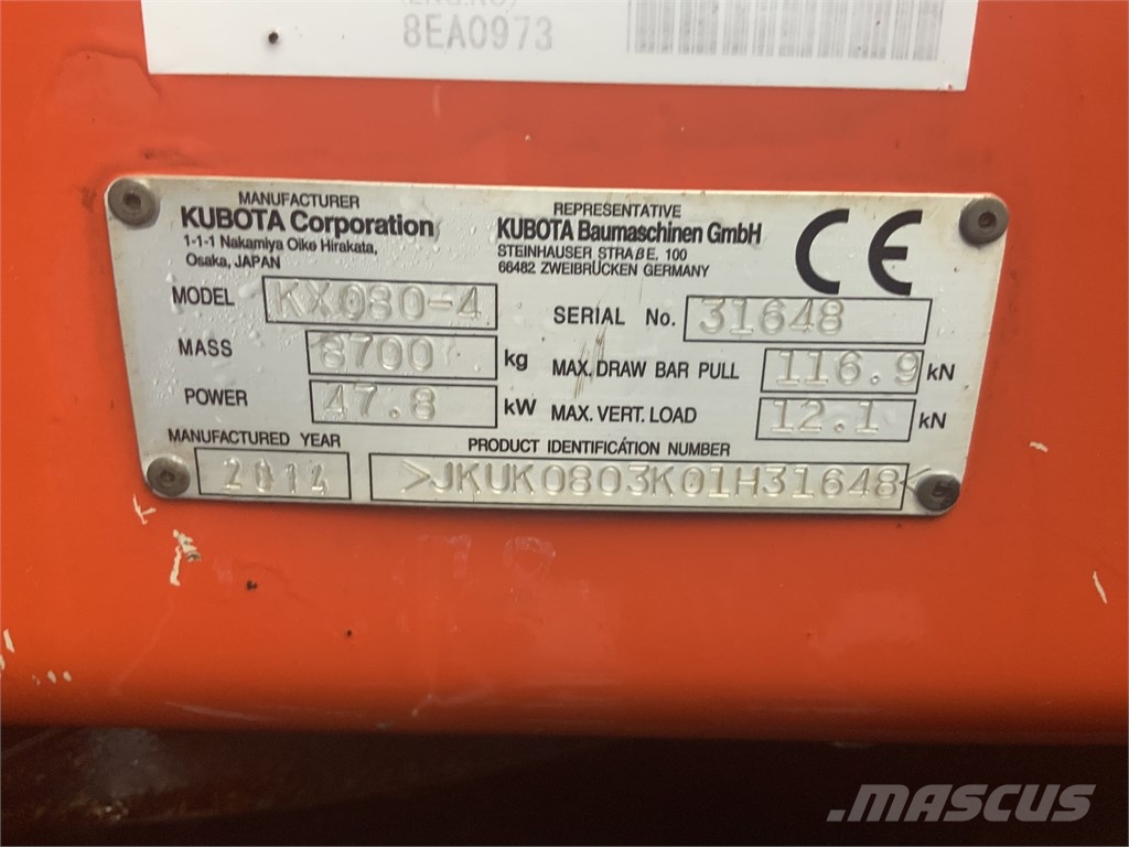 Kubota KX 080-4 Midi excavators 7t - 12t