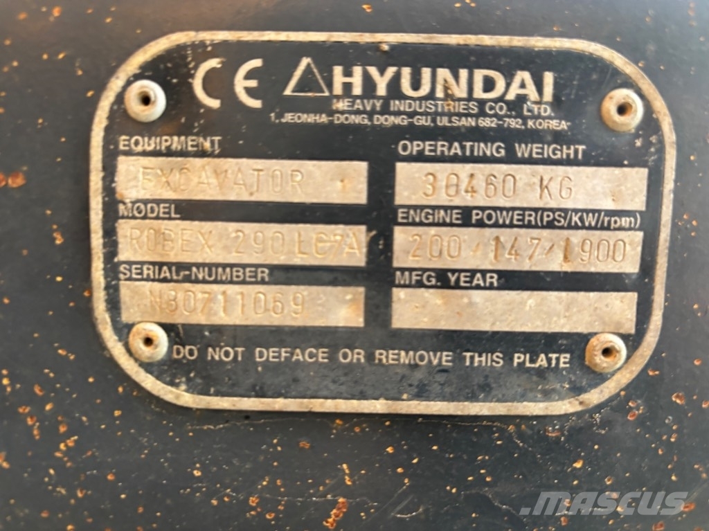 Hyundai Robex 290 LC-7 A LR LONG REACH / 290LC-7A / 290 LC Vikšriniai ekskavatoriai